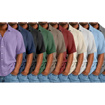 Men's Casual Loose And Comfortable Textured Short-sleeved Shirt