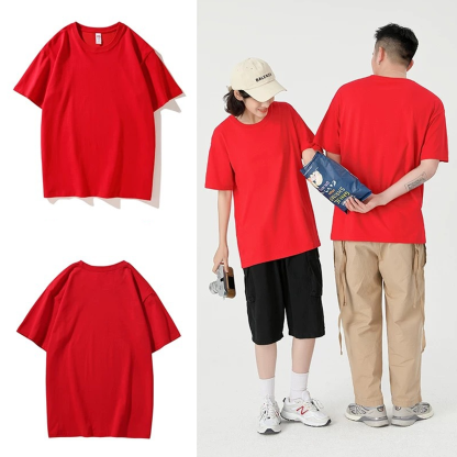 Cotton Round Neck Loose Casual T-Shirt Short Sleeve Unisex