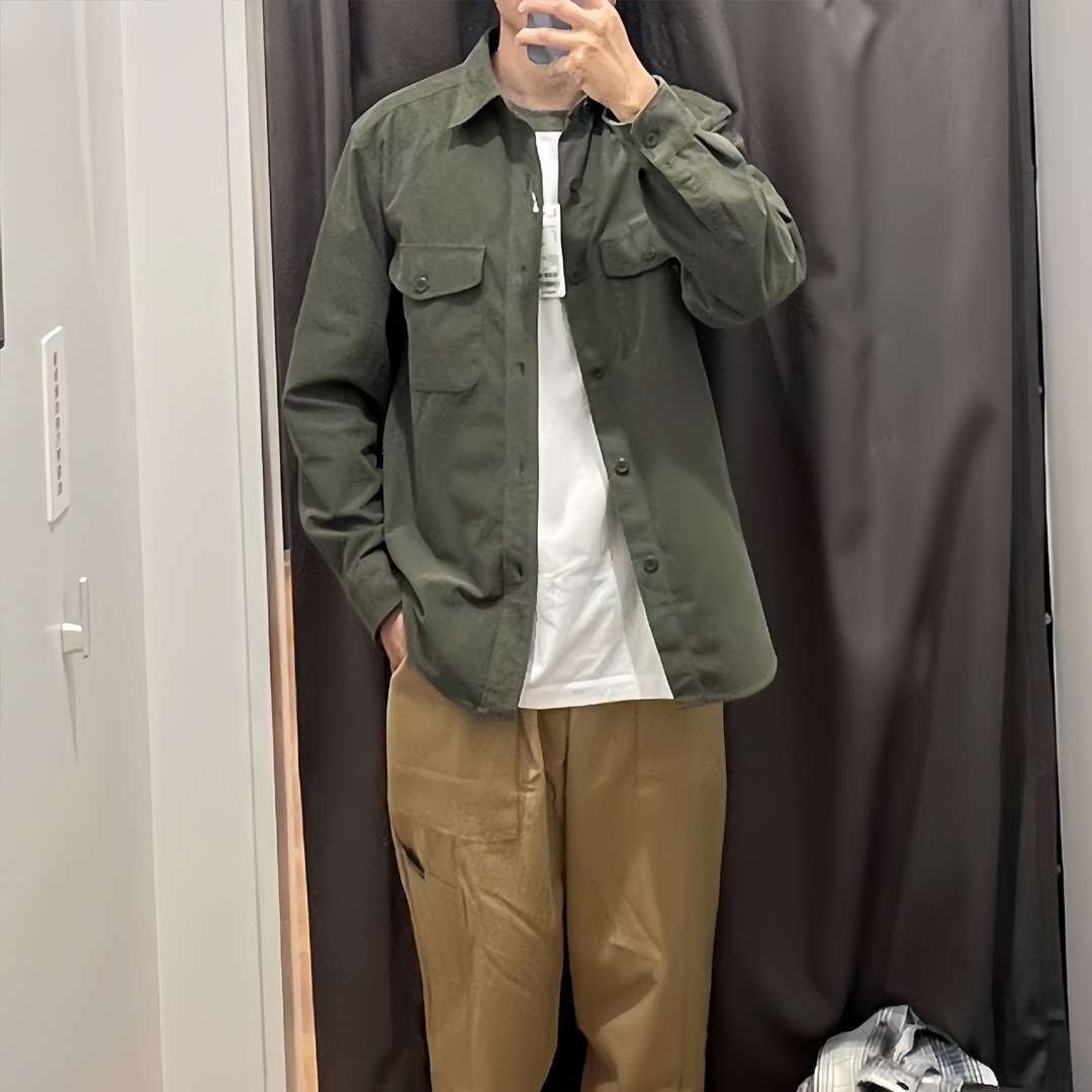 Men's Loose Work Shirt – Long Sleeve Shirt Jacket Hybrid