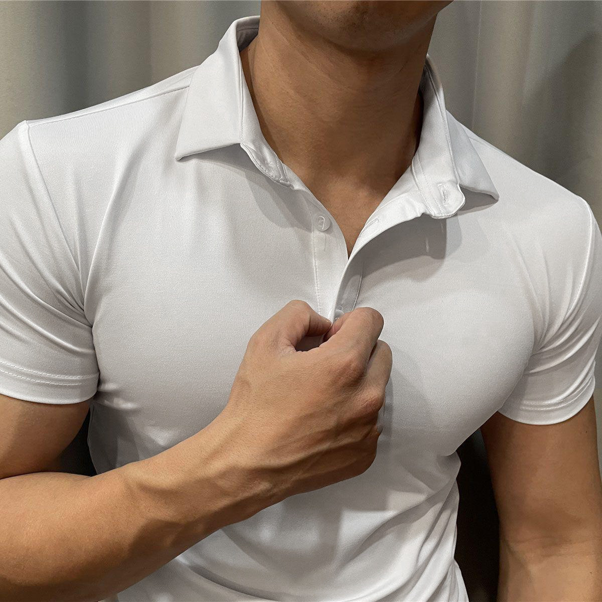 Summer Men's Polo Shirt Lapel Sports Short-Sleeved Fitness Coach Clothing Running Training Muscle Quick-Drying T-Shirt Half-Sleeve