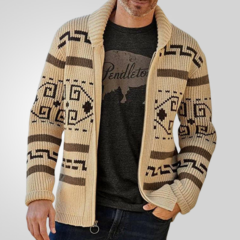 Autumn and Winter Men's Fashion Lapel Casual Cardigan Jacket Long Slee