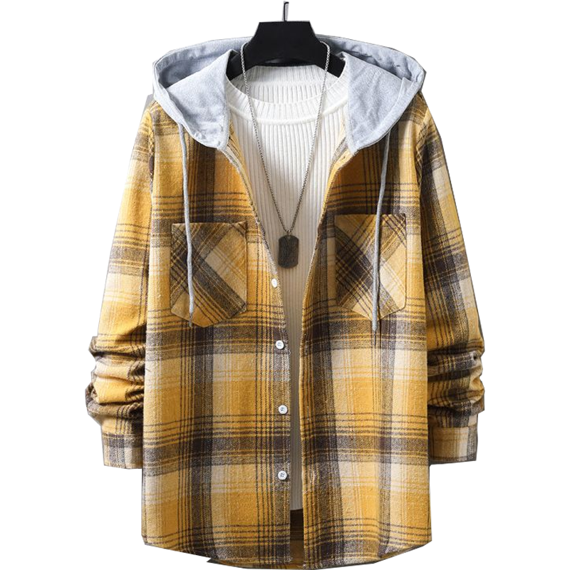Plaid Shirts for Men Jacket Quilted Lined Jacket Plaid Cozy Warm Flannel Shirt Hooded Velvet Coat Winter Button Down