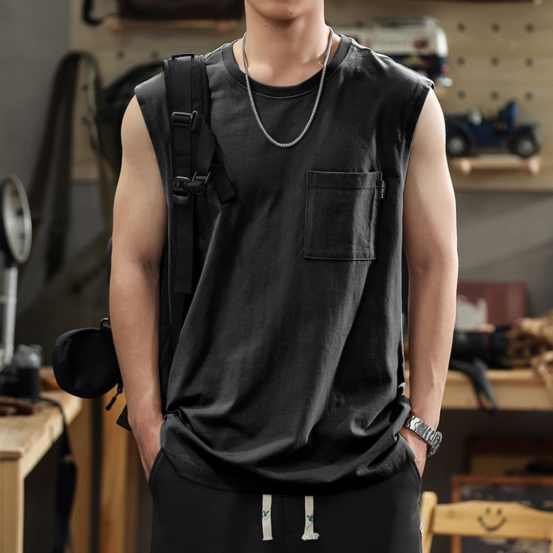 Heavyweight Cotton Sports Vest Men's Loose Versatile Sleeveless T-Shirt