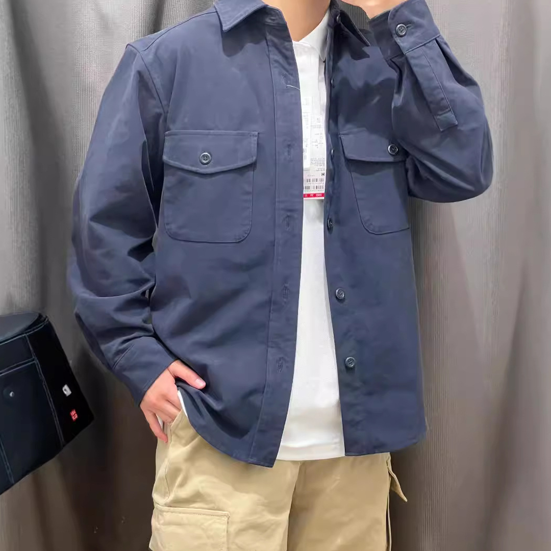 Men's Loose Work Shirt – Long Sleeve Shirt Jacket Hybrid