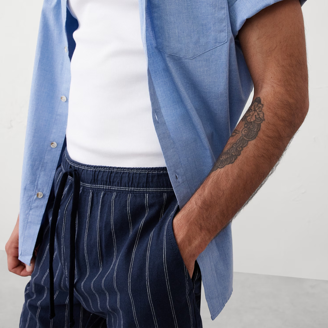 Linen Blend Relaxed Deck Shorts