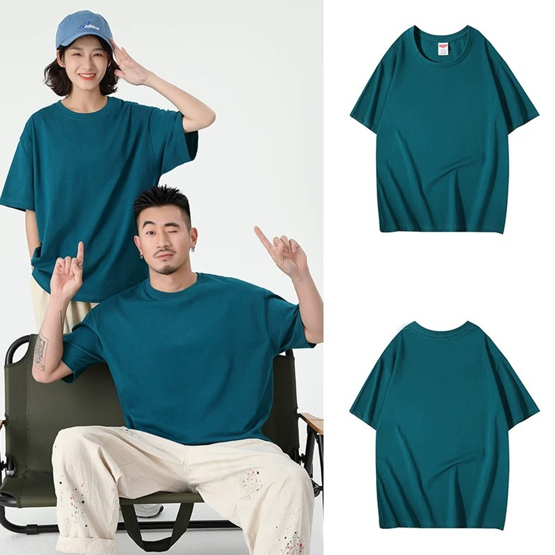 Cotton Round Neck Loose Casual T-Shirt Short Sleeve Unisex