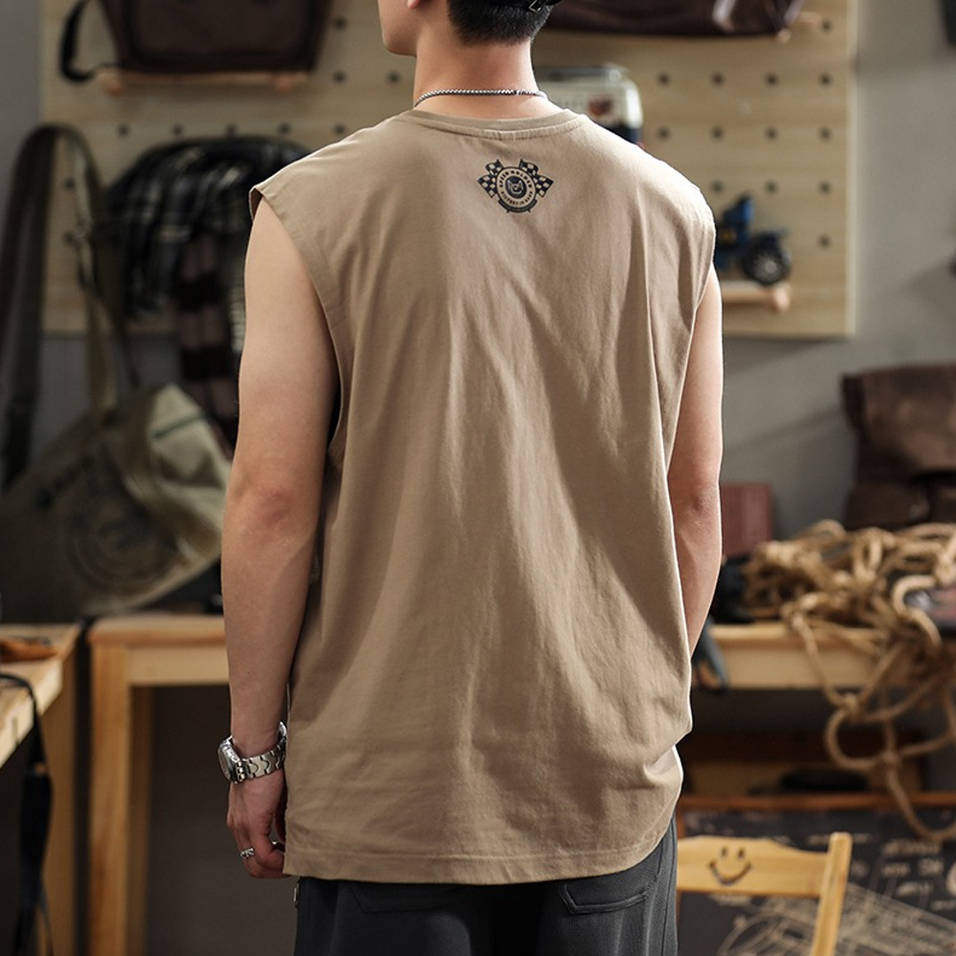 Heavyweight Cotton Sports Vest Men's Loose Versatile Sleeveless T-Shirt