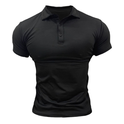 Summer Men's Polo Shirt Lapel Sports Short-Sleeved Fitness Coach Clothing Running Training Muscle Quick-Drying T-Shirt Half-Sleeve