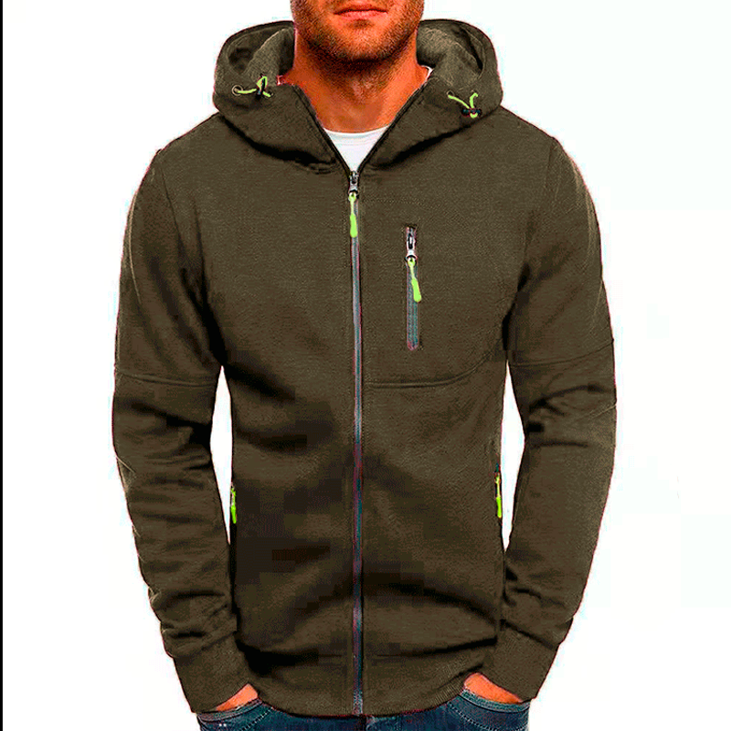 Men's Sports And Leisure Jacquard Sweatshirt Cardigan Hooded Jacket