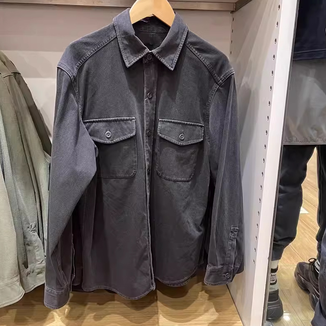 Men's Loose Work Shirt – Long Sleeve Shirt Jacket Hybrid