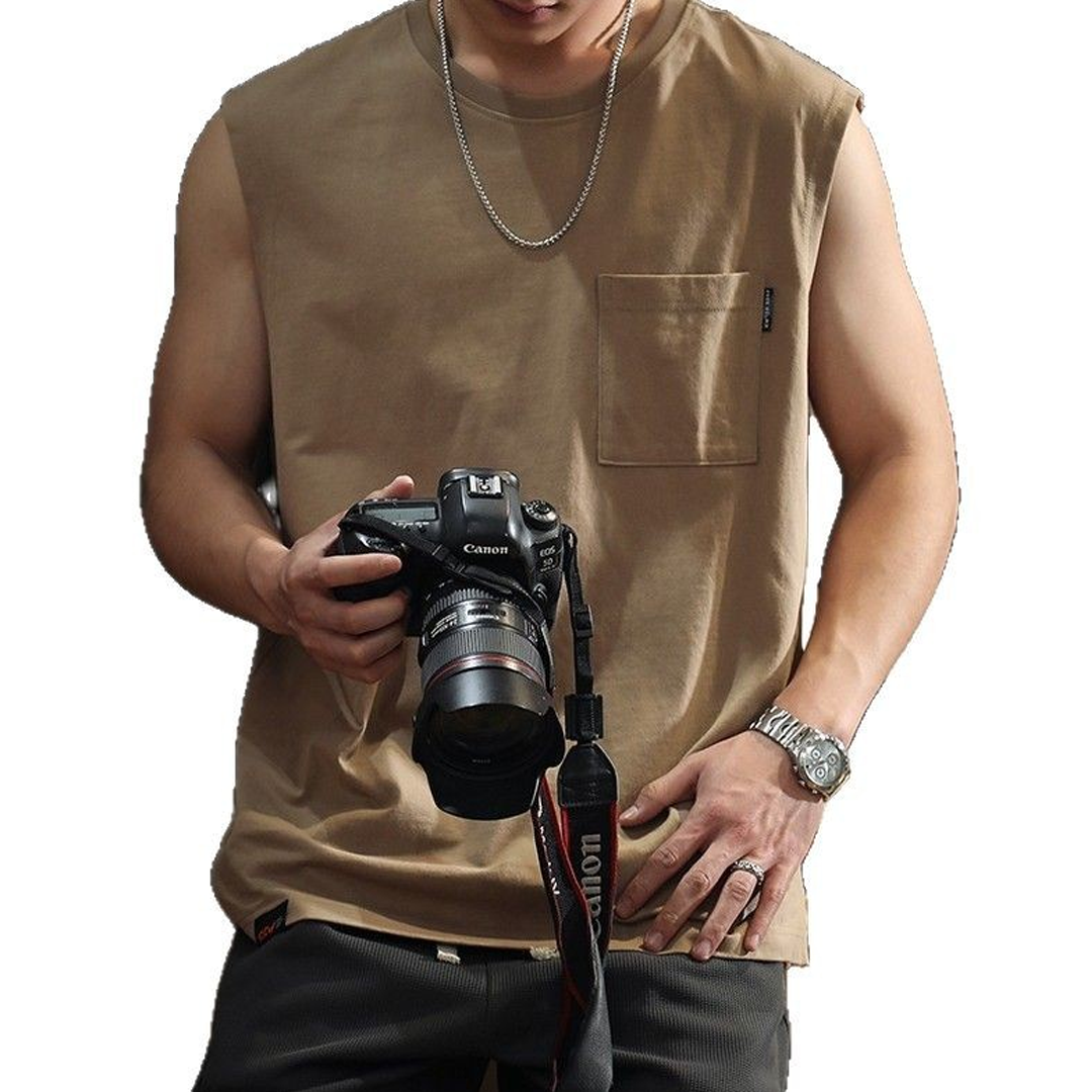 Heavyweight Cotton Sports Vest Men's Loose Versatile Sleeveless T-Shirt