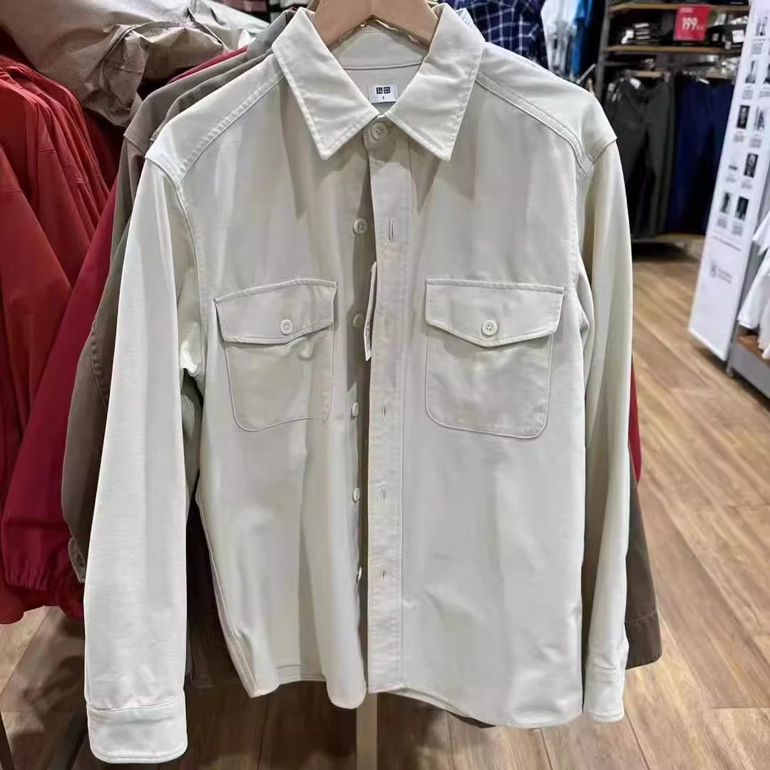 Men's Loose Work Shirt – Long Sleeve Shirt Jacket Hybrid