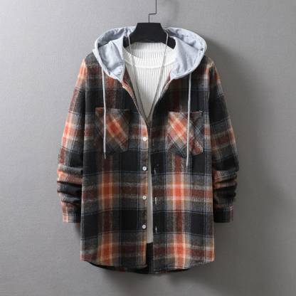 Plaid Shirts for Men Jacket Quilted Lined Jacket Plaid Cozy Warm Flannel Shirt Hooded Velvet Coat Winter Button Down