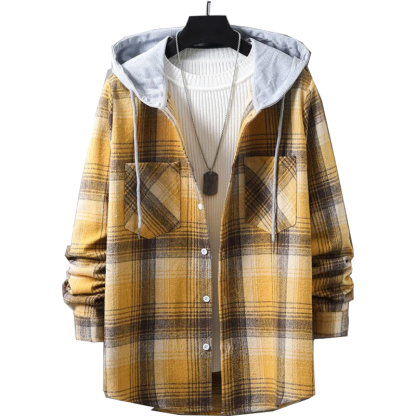 Plaid Shirts for Men Jacket Quilted Lined Jacket Plaid Cozy Warm Flannel Shirt Hooded Velvet Coat Winter Button Down