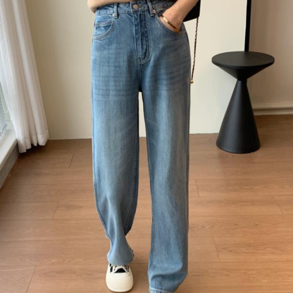 Thin High Waist Slim Refreshing Loose Narrow Straight Hemp Jeans