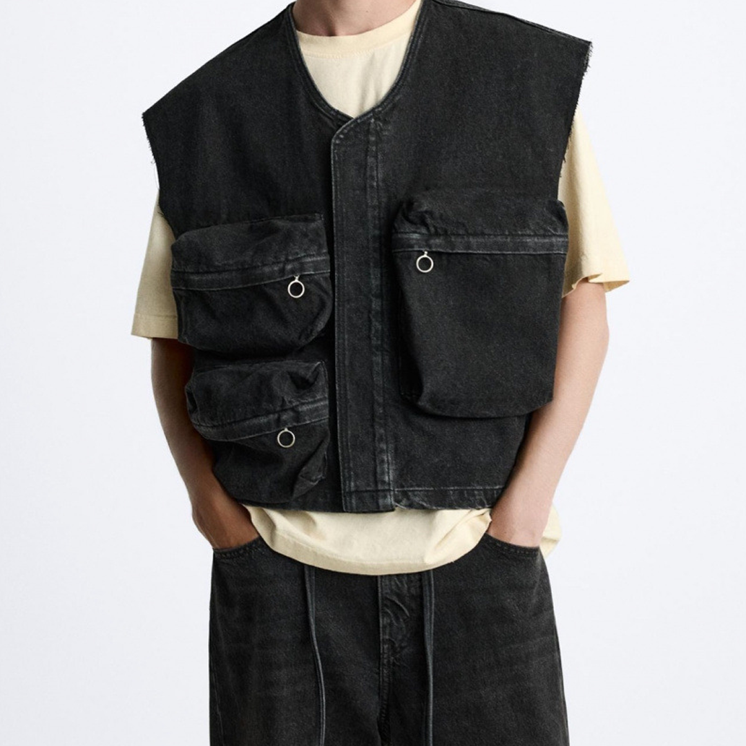 Retro Pocket Workwear Functional Vest Outdoor Men's Vest Waistcoat Ver