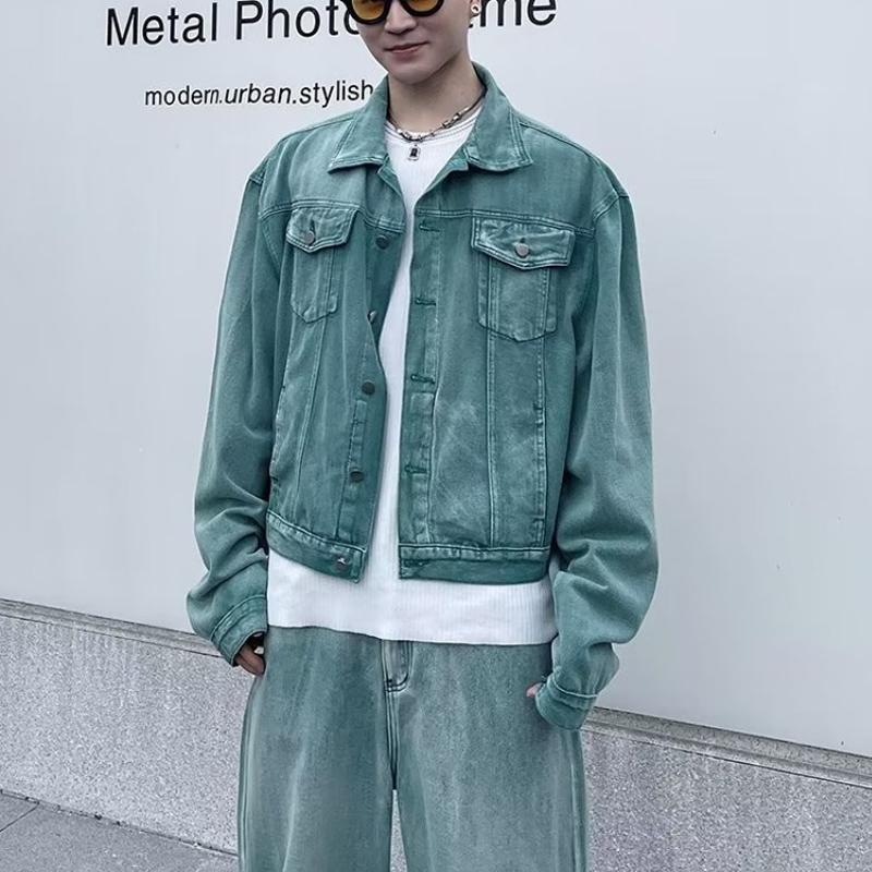 Niche Design Long-Sleeved Denim Vintage Washed Distressed Jacket