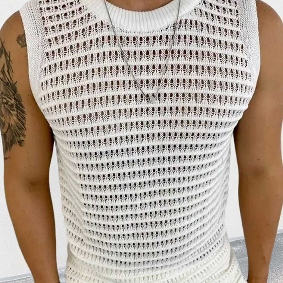 Hollow Mesh Knitted Vest Summer Sports Sleeveless Bottoming Vest