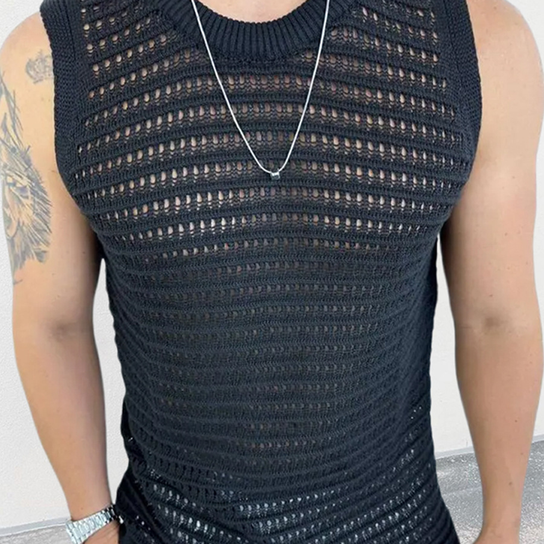Hollow Mesh Knitted Vest Summer Sports Sleeveless Bottoming Vest