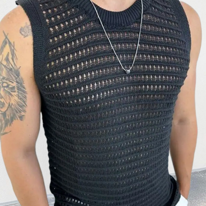 Hollow Mesh Knitted Vest Summer Sports Sleeveless Bottoming Vest