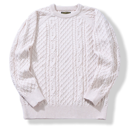 2025 Men's Retro Heavyweight Wool Blend Sweater, Classic Chunky Cable Knit, Aran Wool Sweater, Winter Crewneck Pullover