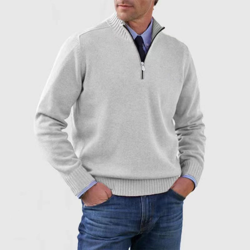 Men's Zip-Up Knit Sweater, Stand Collar Lightweight Cardigan, Men's Lightweight Knit Jacket, Versatile Pullover Sweater for Layering
