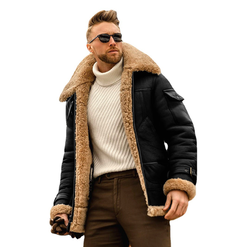 Men's Fur And Fleece Warm Casual Jacket For Autumn And Winter
