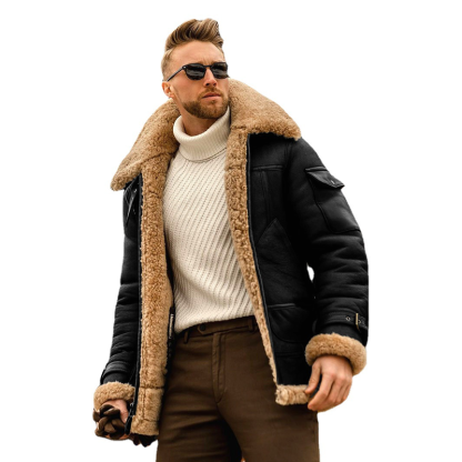 Men's Fur And Fleece Warm Casual Jacket For Autumn And Winter