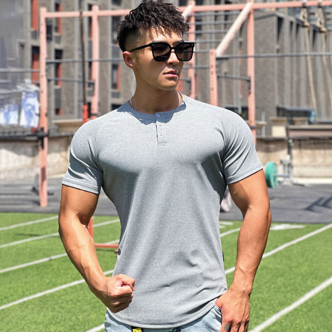 Men's Muscle Sports Half Tight Fitness Short Sleeve