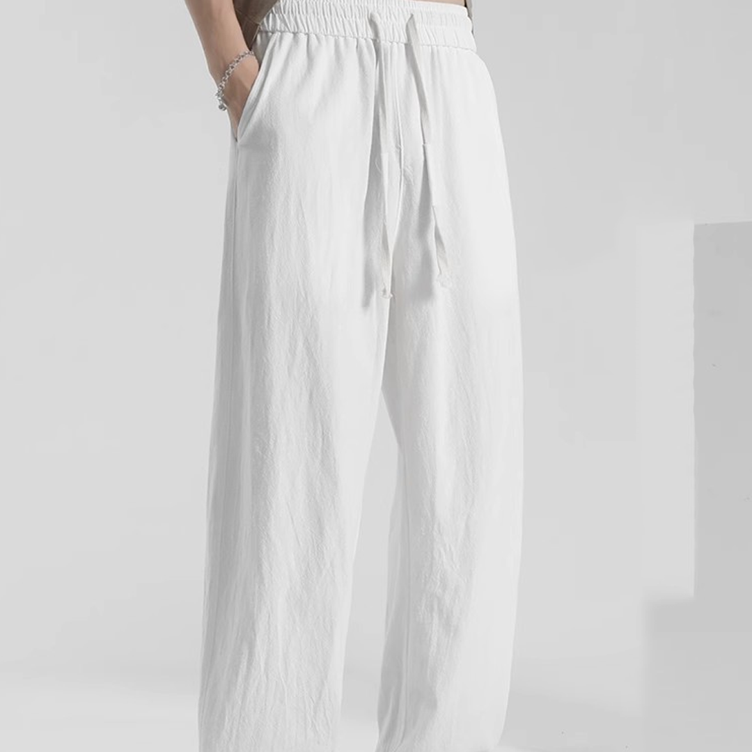 Men's Linen Trousers Summer Casual Pants Loose Drape Straight Pants