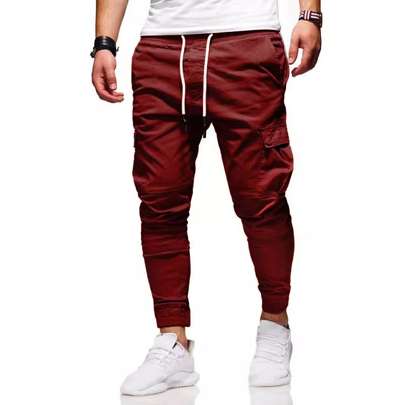 Autumn and winter three-dimensional patch pocket small leg pants with 