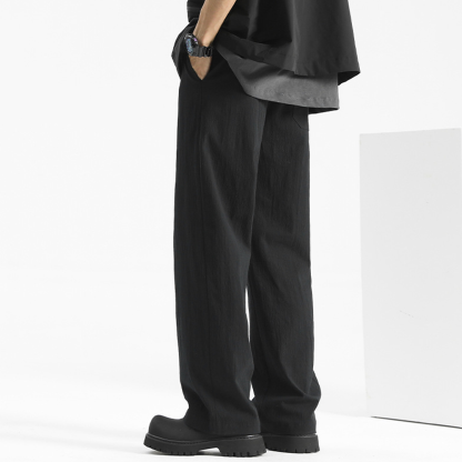 Men's Linen Trousers Summer Casual Pants Loose Drape Straight Pants