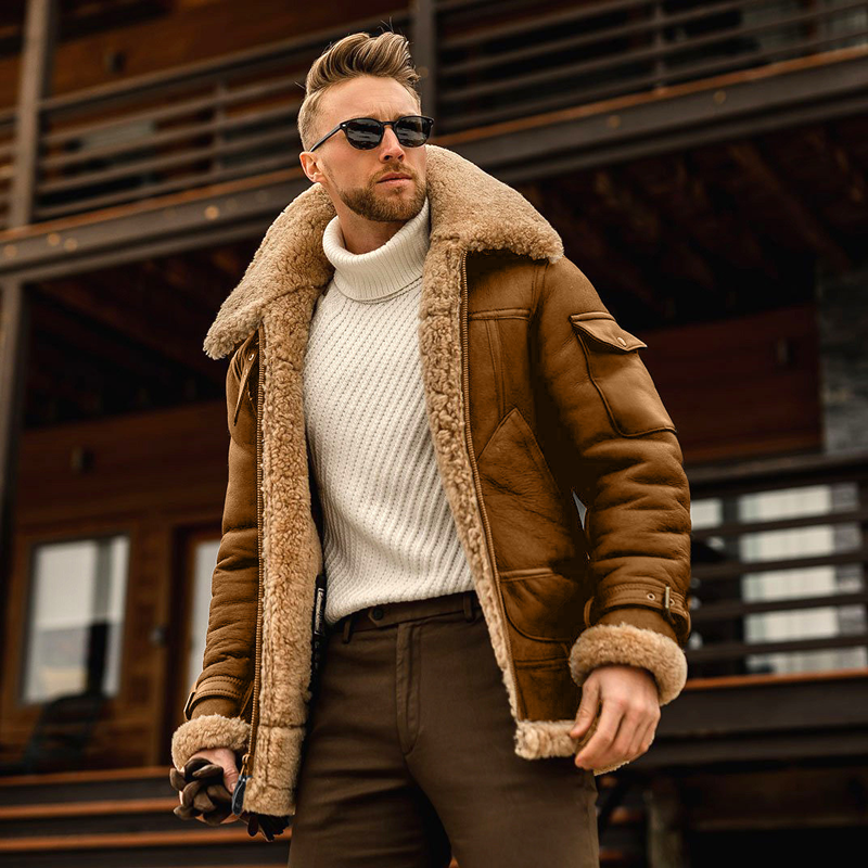 Men's Fur And Fleece Warm Casual Jacket For Autumn And Winter