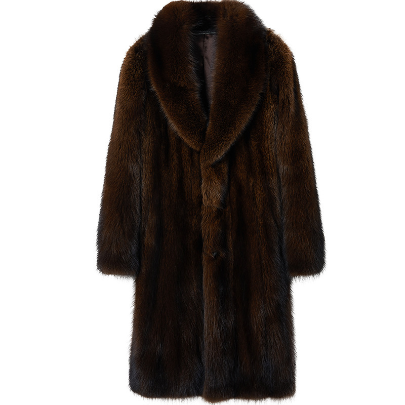 Men's Faux Mink Fur Warm Winter Long Coats Jackets Luxury Parkas Outwear Clothes