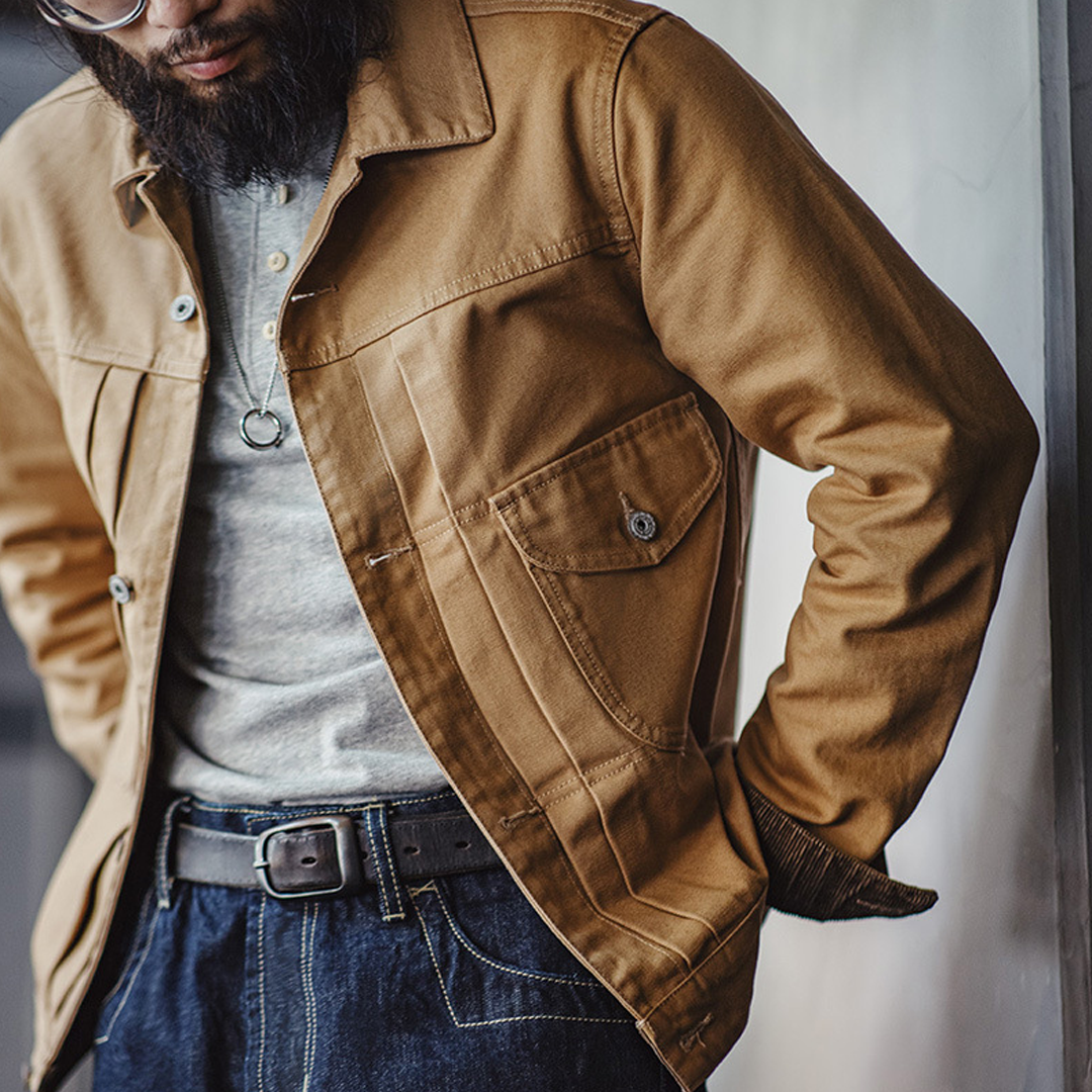 Vintage Western Ranch Jacket Maillard Heavy Canvas Lapel Denim Jacket