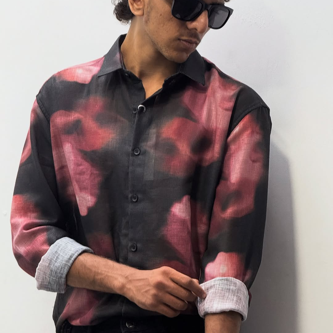 Men's Fashionable Tie-Dye Long-Sleeved Shirt, Casual And Versatile