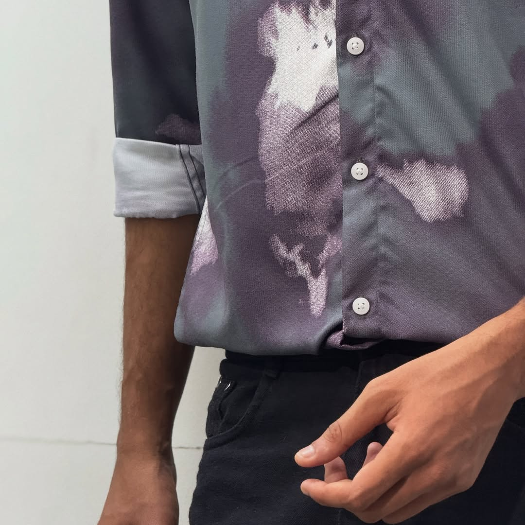 Men's Fashionable Tie-Dye Long-Sleeved Shirt, Casual And Versatile