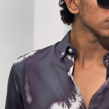 Men's Fashionable Tie-Dye Long-Sleeved Shirt, Casual And Versatile