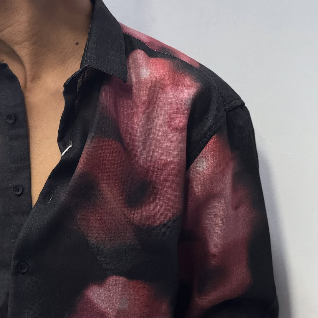 Men's Fashionable Tie-Dye Long-Sleeved Shirt, Casual And Versatile