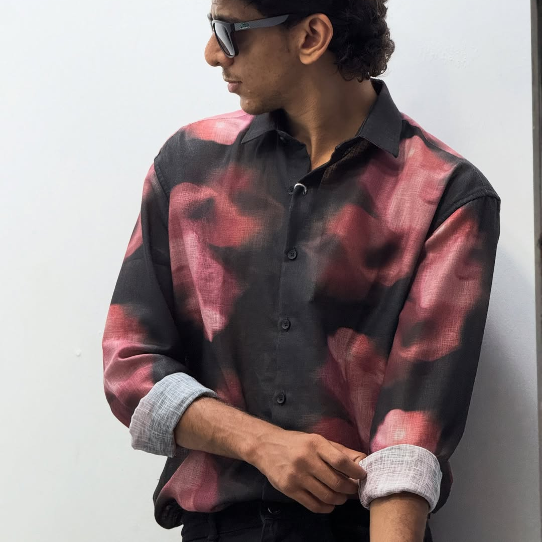 Men's Fashionable Tie-Dye Long-Sleeved Shirt, Casual And Versatile