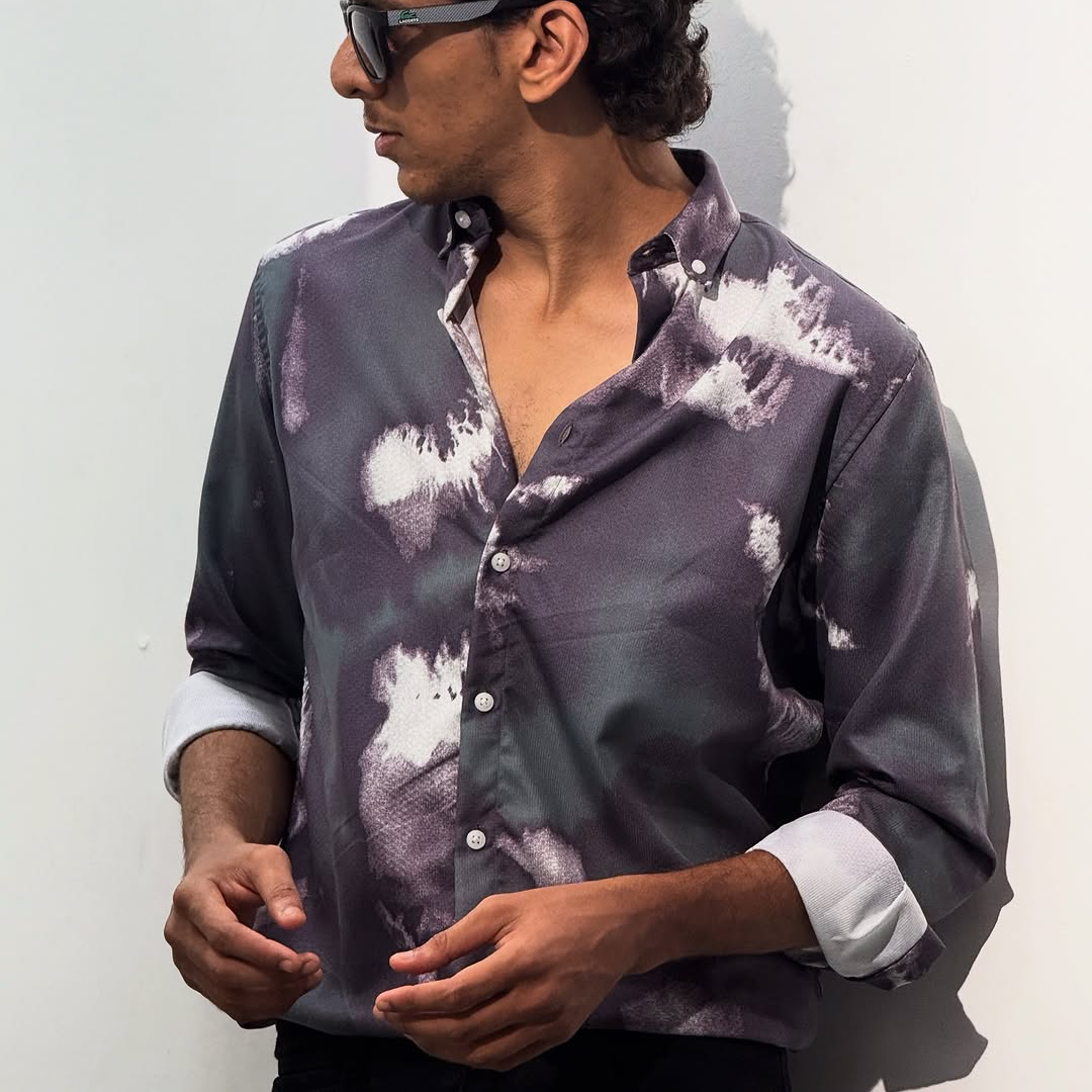 Men's Fashionable Tie-Dye Long-Sleeved Shirt, Casual And Versatile