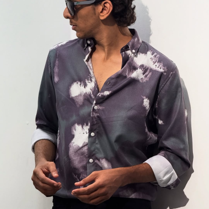 Men's Fashionable Tie-Dye Long-Sleeved Shirt, Casual And Versatile