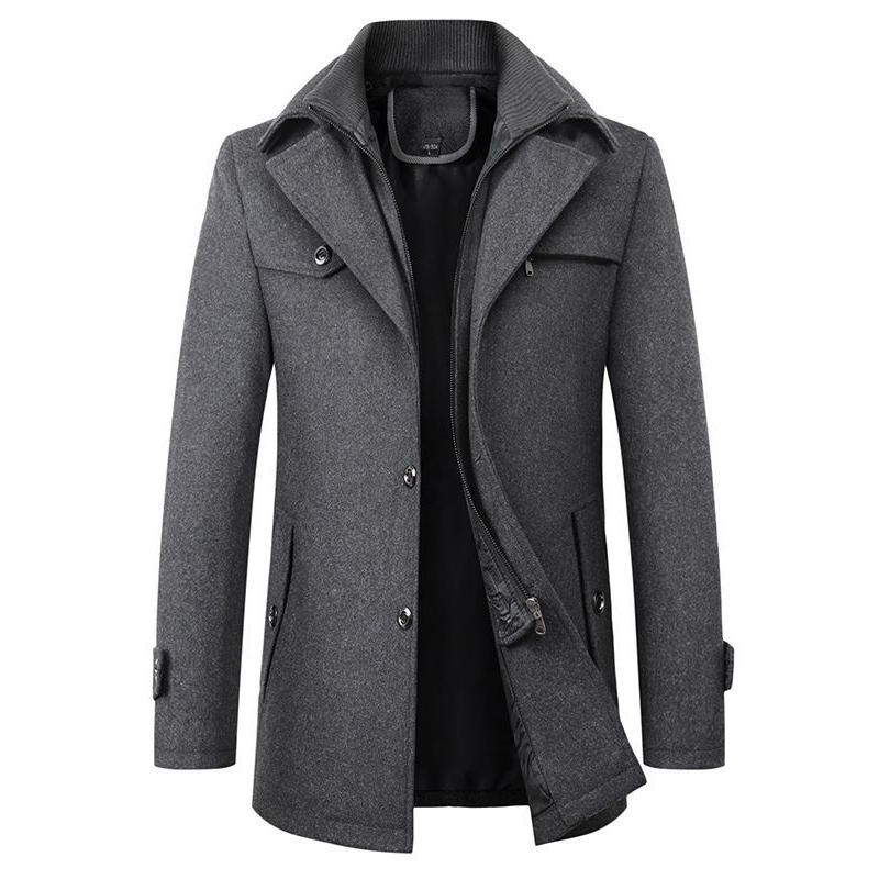 Winter Man Trench Coat Male Long Jacket Slim Fit Overcoat Blends Wool 