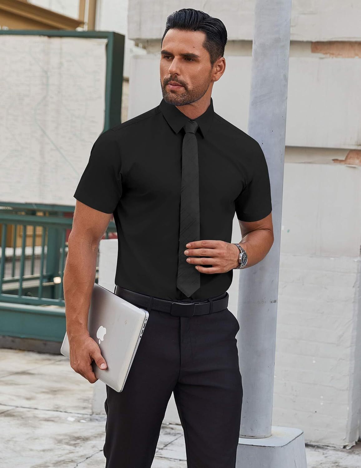 Mens Short Sleeve Dress Shirts Wrinkle Free Casual Button Down Shirts Summer Untucked Dress Shirt