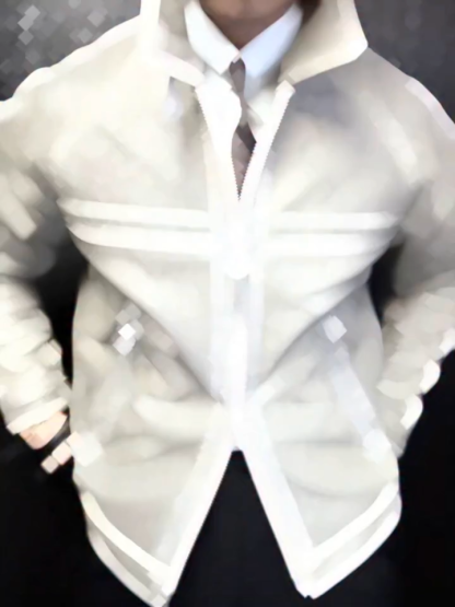 Men’s Fashion Short Leather Jacket Fall Winter Patchwork Moto Style Casual Lapel Outerwear