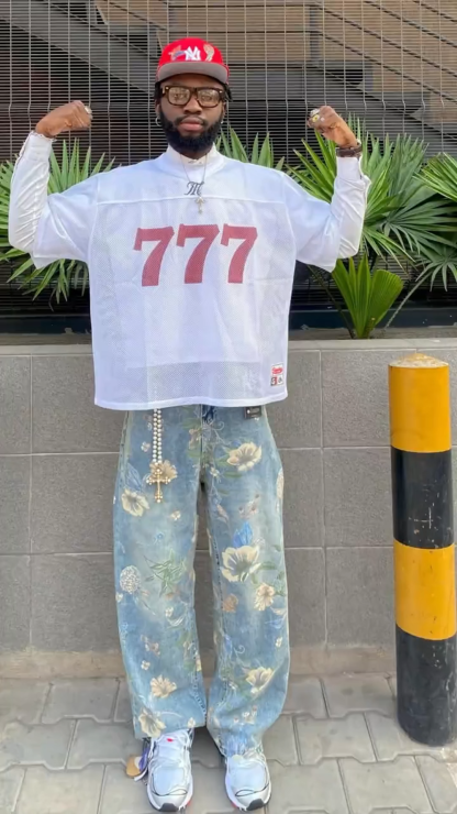 Men's Vintage All-Over Floral Print Washed Jeans, Casual Streetwear Wide Leg Denim Pants