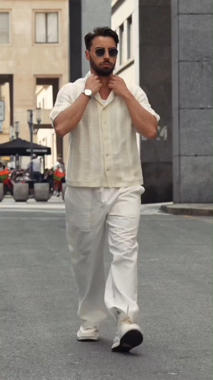 Men's Stylish Hollow Knit Polo Shirt