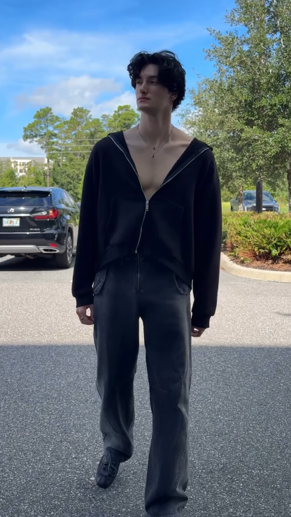 Unisex Oversized Zip-Up Sweatshirt – Double-Sided Air Layer Tech Fabric, Space Cotton Hoodie for Autumn Winter