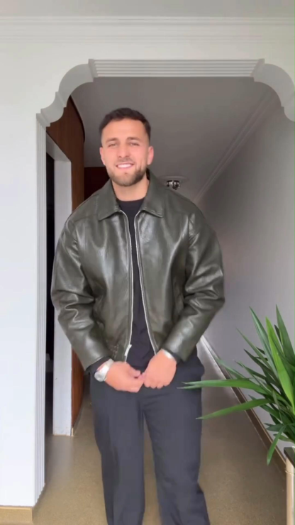 Men's Simple Loose Lapel PU Leather Jacket