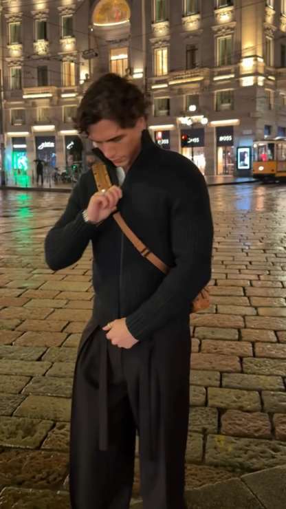 Spring Heavyweight Double Zipper Knit Cardigan — Warm Half Turtleneck Sweater Jacket for Men and Women